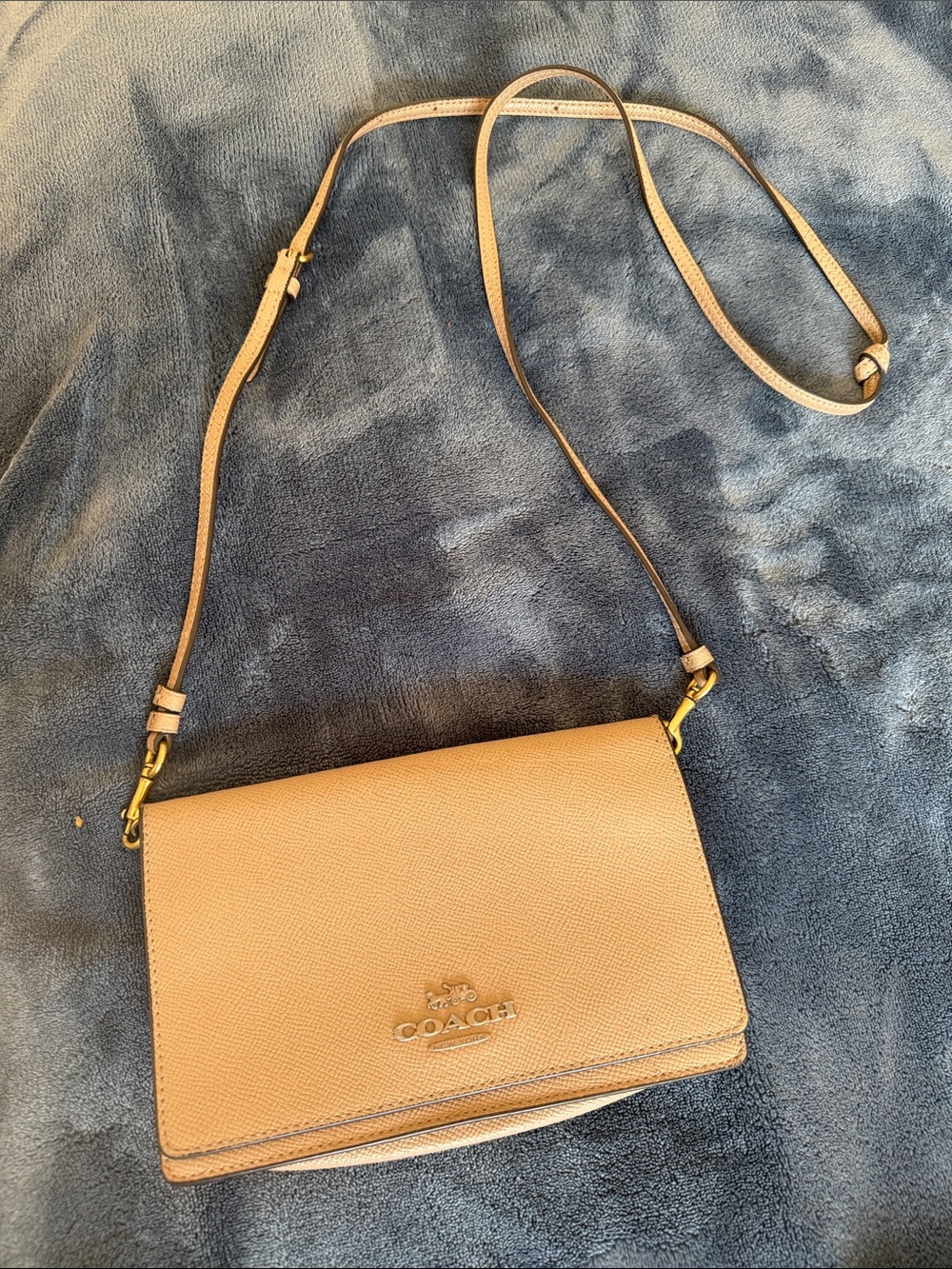 Coach Beige/Tan Crossbody Bag with Gold Hardware